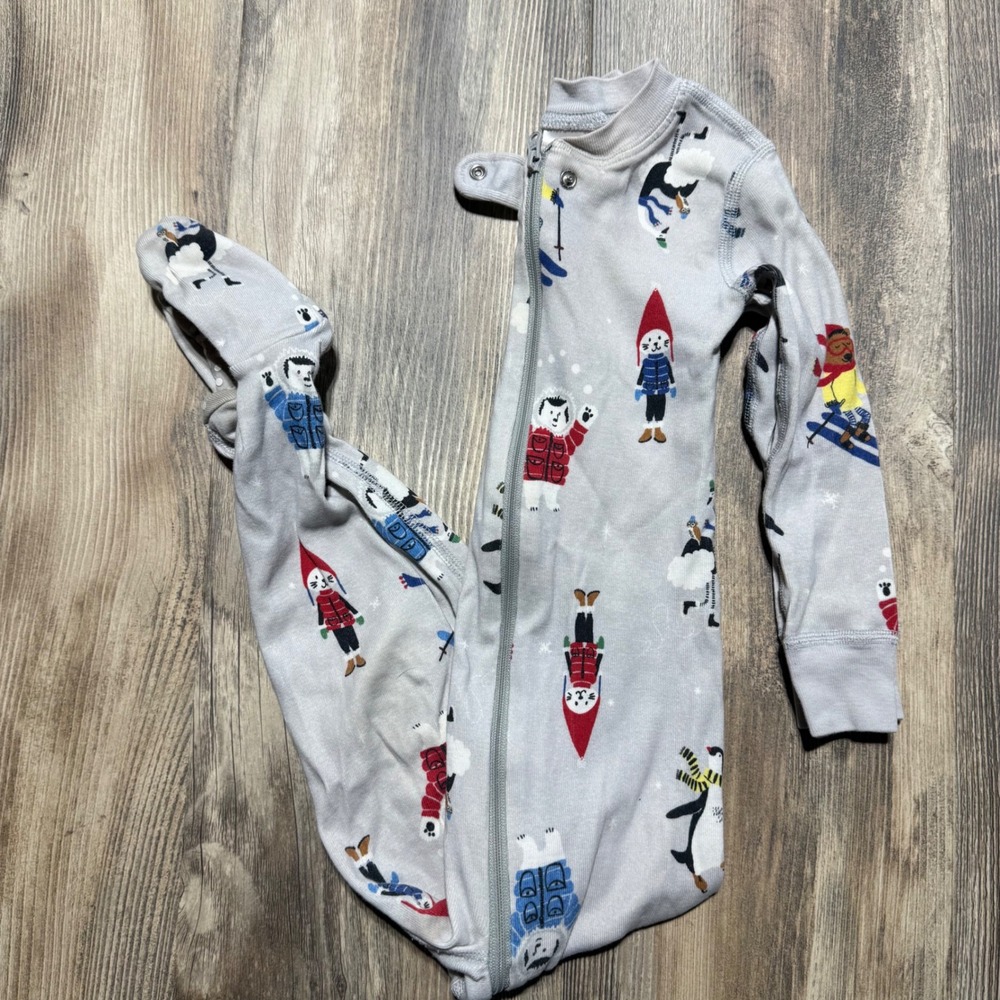 Hanna Andersson Footed Sleeper Gray Winter Sports Whimsical